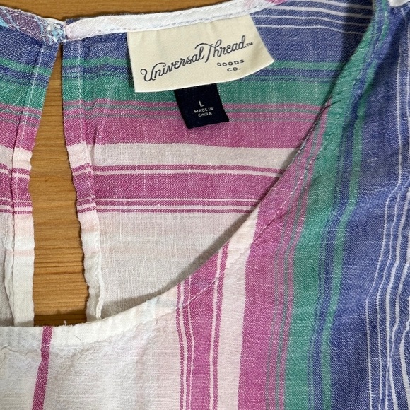 Universal Thread | Stripe Linen Blend High-Low Hem Sleeveless Tank Top - Picture 7 of 9